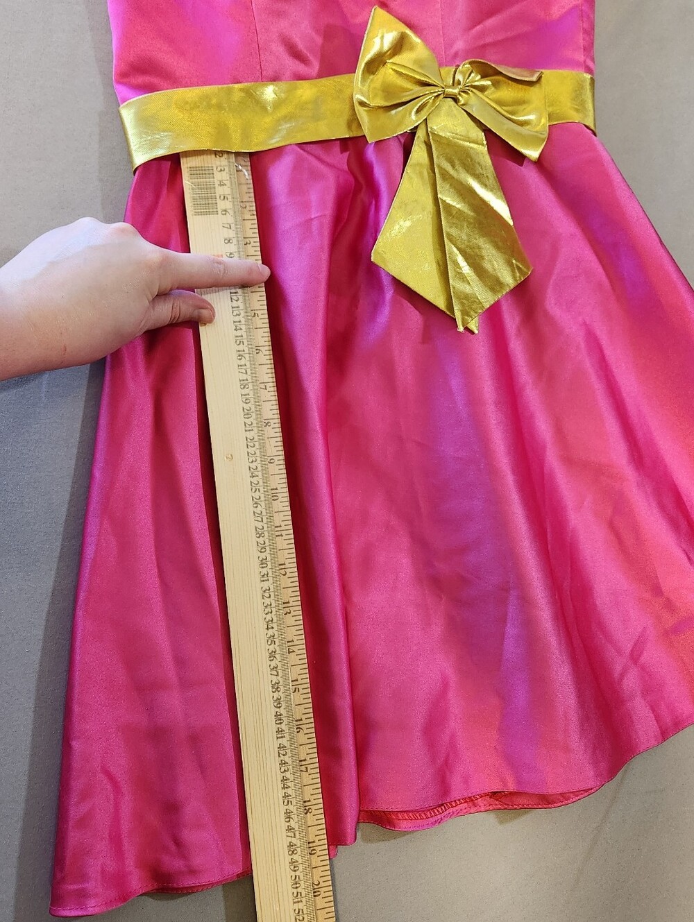 Pink Satin Party Dress with Gold Tone Bow - Picture 8 of 9